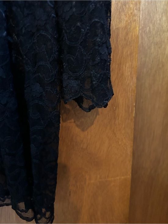 Vintage Nira Kaplan Sheer Black Lace Duster 6