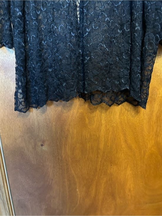 Vintage Nira Kaplan Sheer Black Lace Duster 7