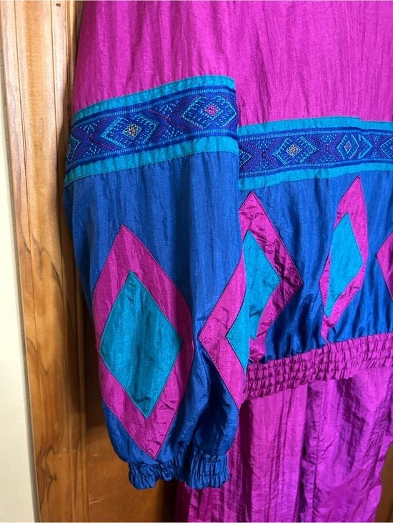Vintage Women's Magenta & Teal Windbreaker Jacket Set- Petite Large 7