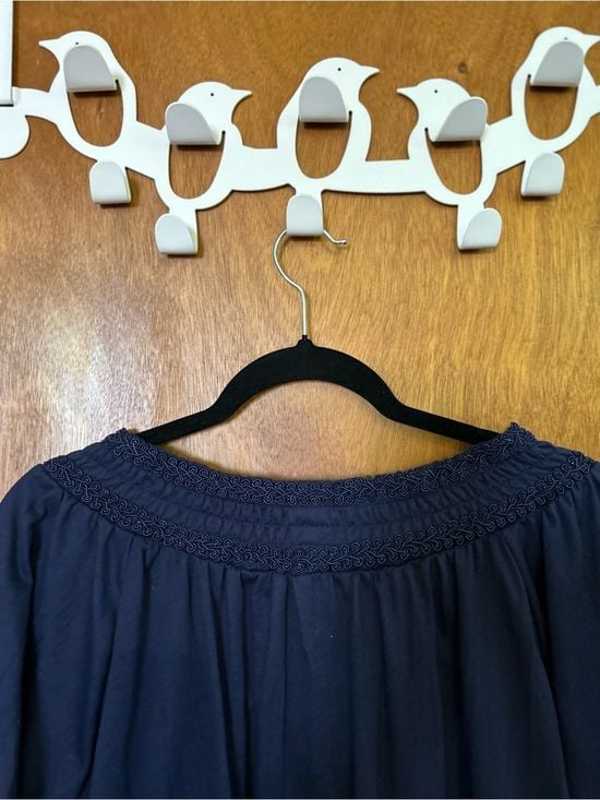 Woman Within Navy Smocked V-Neck Short-Sleeve Tunic Sz M (14-16) 7
