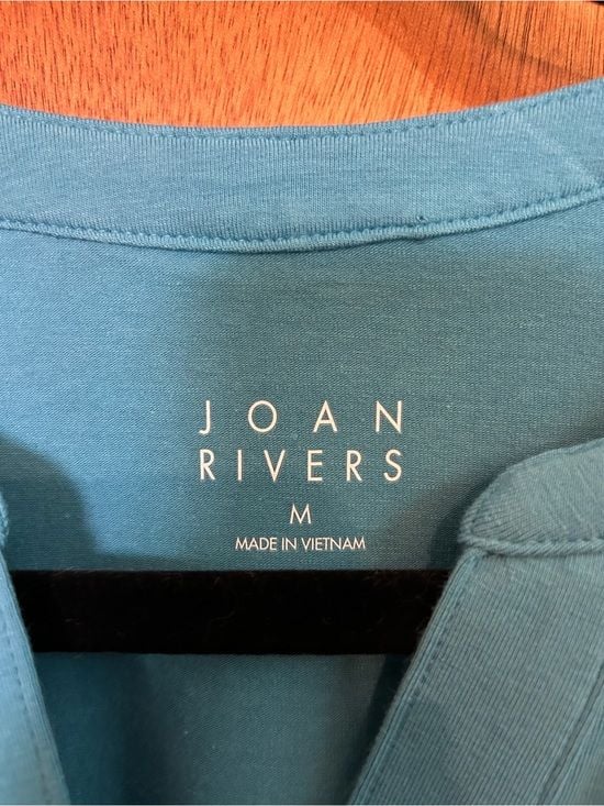 Joan Rivers Easy Breezy Teal Sleeveless Split-V Tunic Top Sz M 3