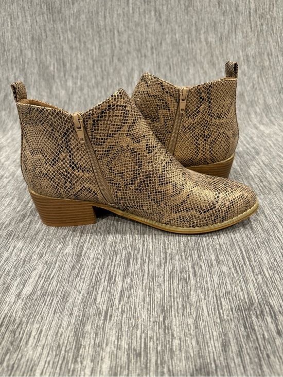Corkys Taupe Snake-Print Ankle Booties 2
