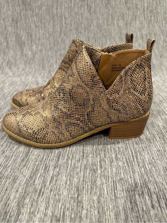 Corkys Taupe Snake-Print Ankle Booties 3
