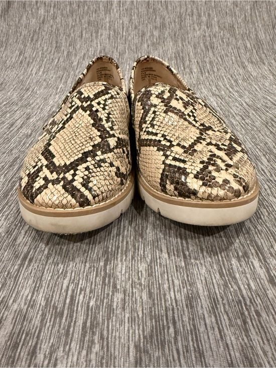 White Mountain Beige and Black Snake-Print Slip-On Loafers 3