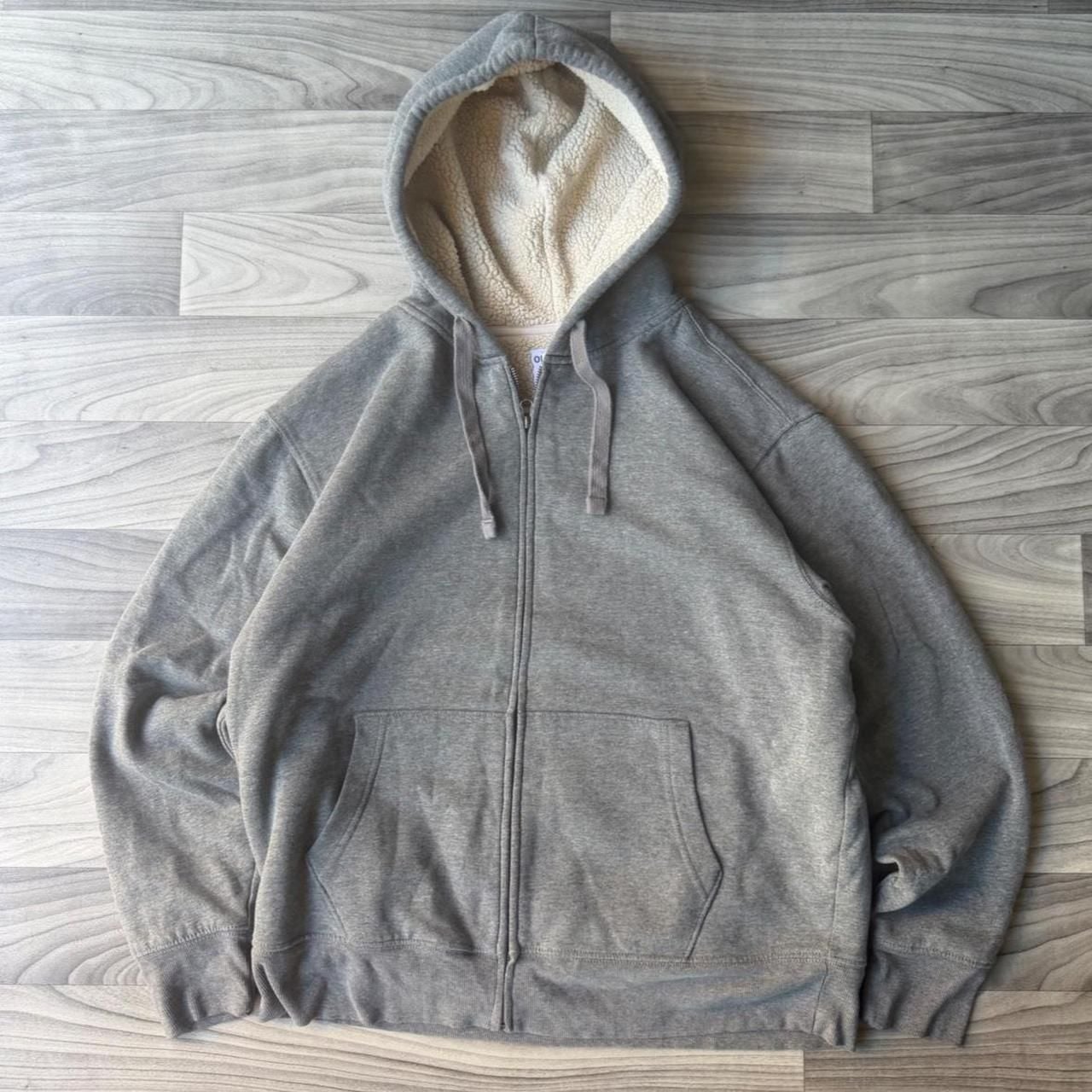 Old Navy Sherpa Lined Zip Up Hoodie Size L Grey 2