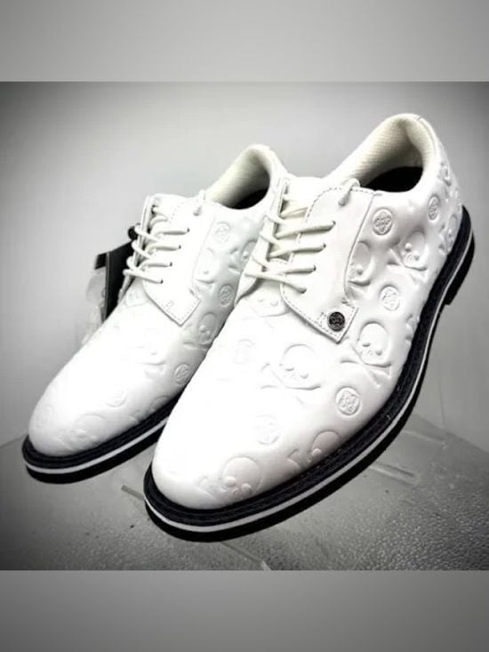 G/FORE Gallivanter Debossed Skull & T's Leather Spikeless Golf Shoes 2