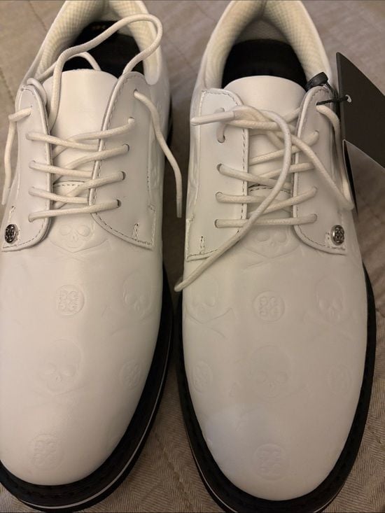G/FORE Gallivanter Debossed Skull & T's Leather Spikeless Golf Shoes 4