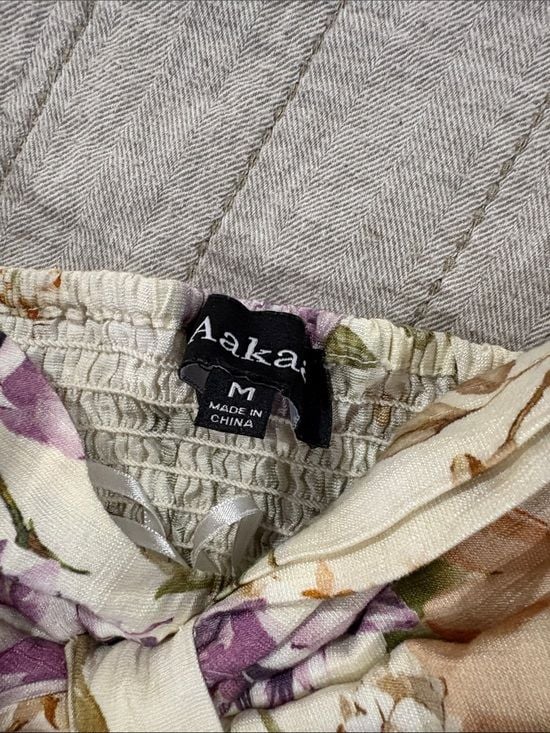 Vici Cream Floral Maxi Skirt Set with Purple & Peach Blooms 4
