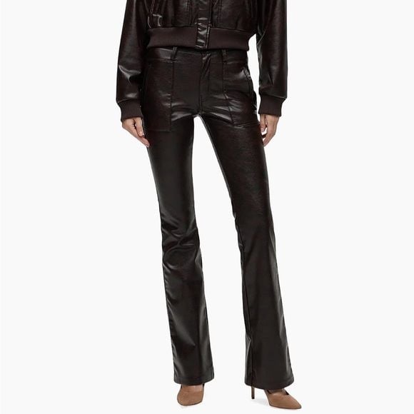 Barbara Faux-Leather High-Rise Boot-Cut Jeans 2