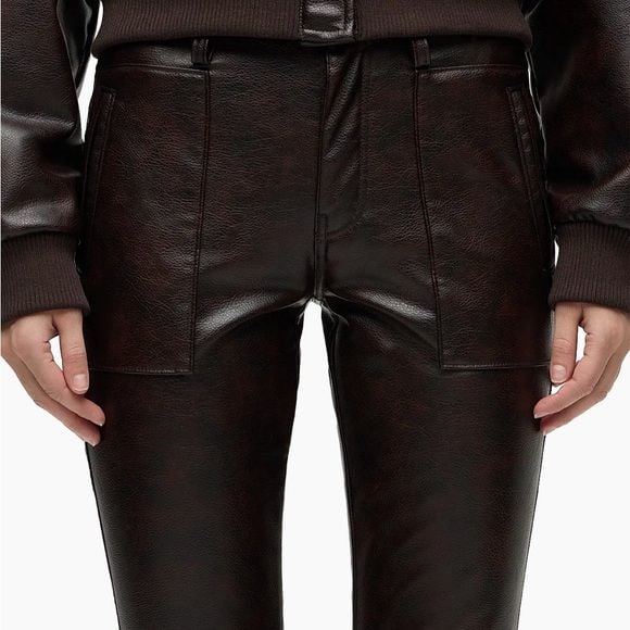 Barbara Faux-Leather High-Rise Boot-Cut Jeans 4