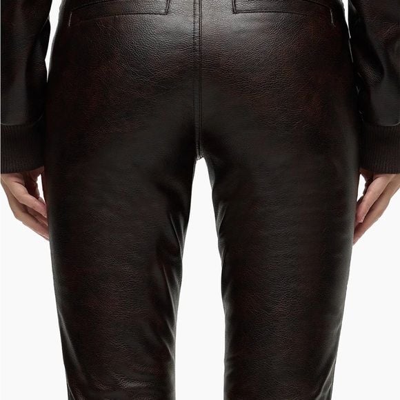 Barbara Faux-Leather High-Rise Boot-Cut Jeans 5