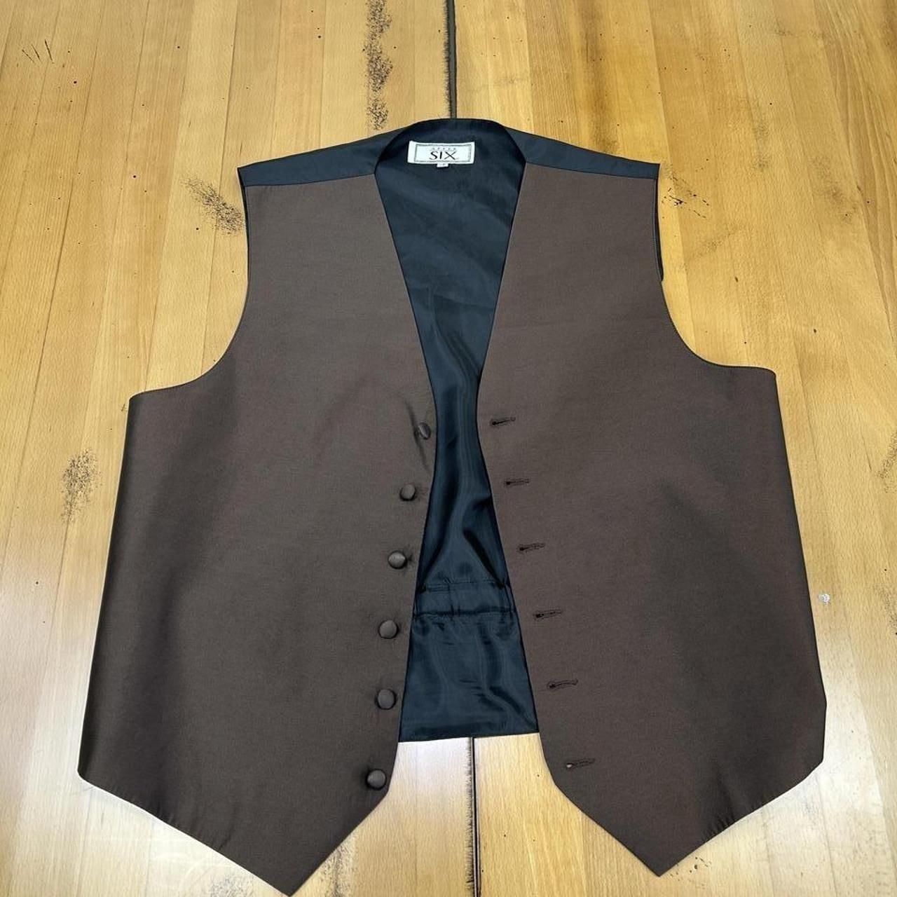 After Six Tuxedo Vest Size LR Brown Formal Waistcoat 1