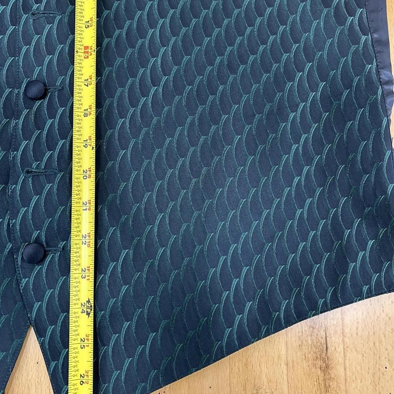Bill Blass Green Black Patterned Tuxedo Vest Size L Waistcoat 4