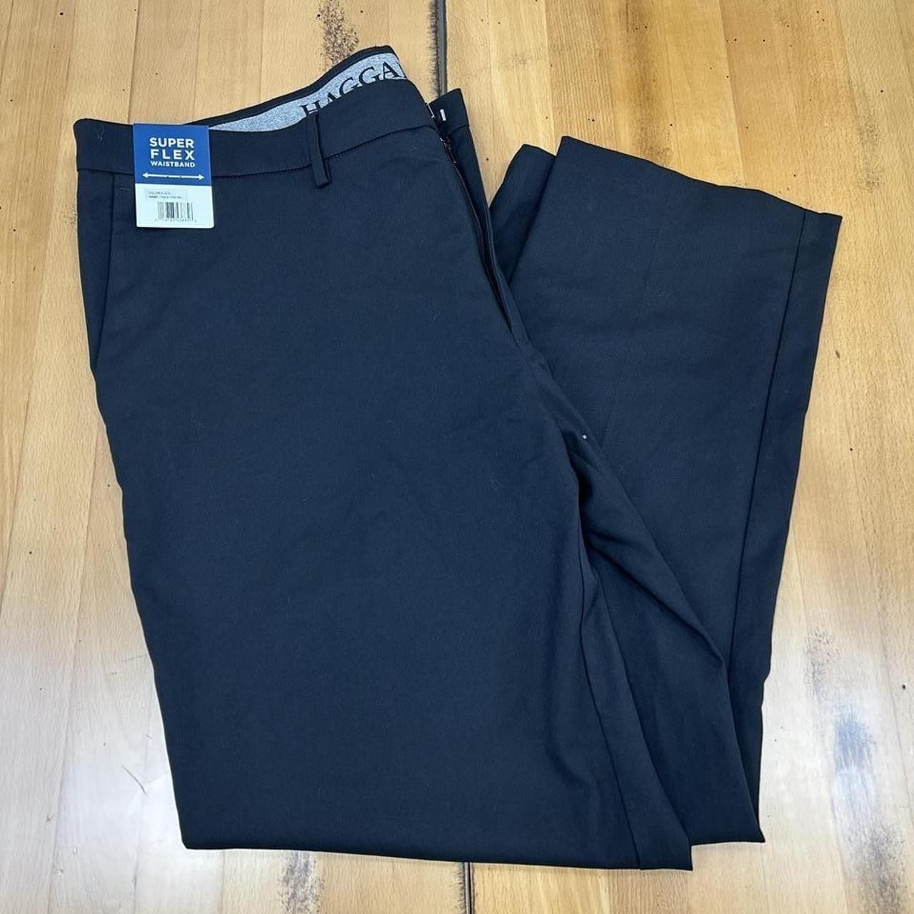 Haggar Super Flex Waistband Dress Trousers Black 7