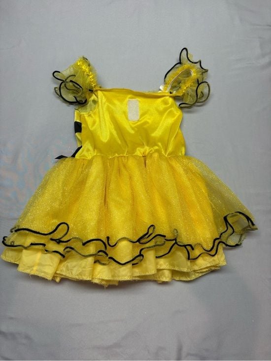 Yellow and Black Kids Bee Costume with Wings and Striped Leggings 4