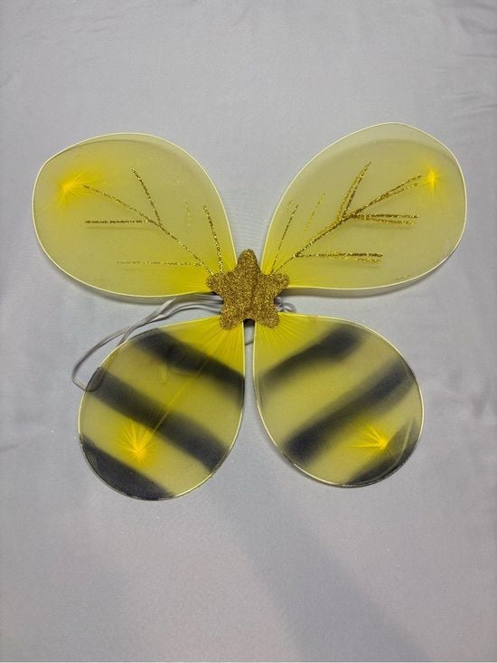Yellow and Black Kids Bee Costume with Wings and Striped Leggings 5