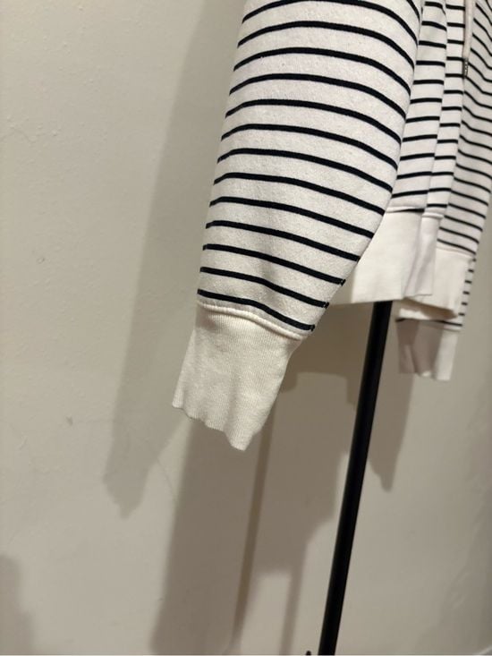 Universal thread Striped Lace-Up Hoodie - White & Black -M 5