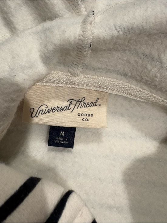 Universal thread Striped Lace-Up Hoodie - White & Black -M 7