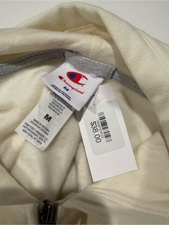 Champion women Cream Full-Zip Hoodie Jacket M 9