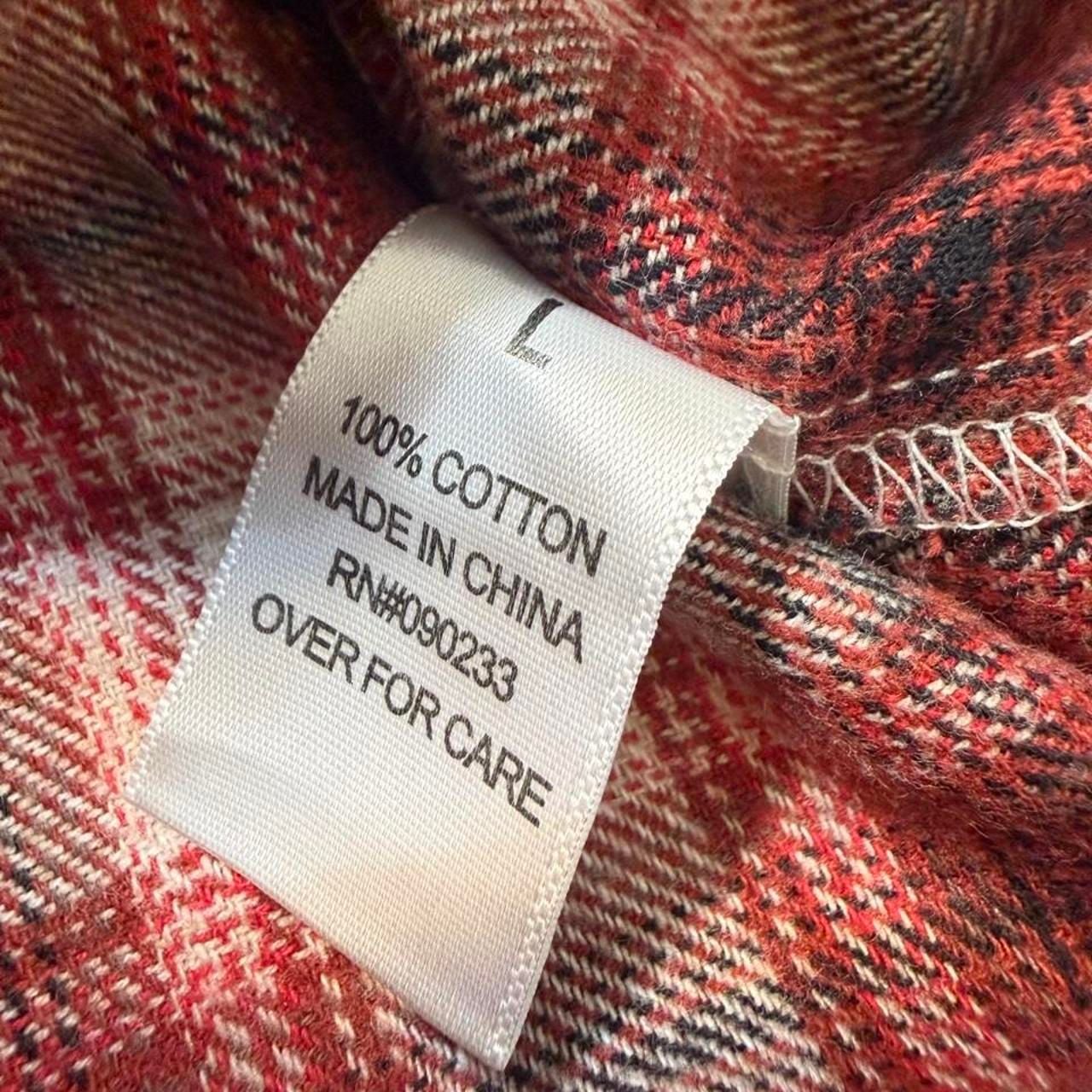 Playboy Plaid Flannel Shirt Size L Red White Embroidered Patch 5