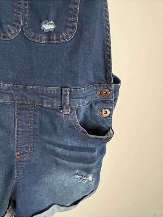 Wax Jean Dark Blue Kids Denim Short Overalls L 5