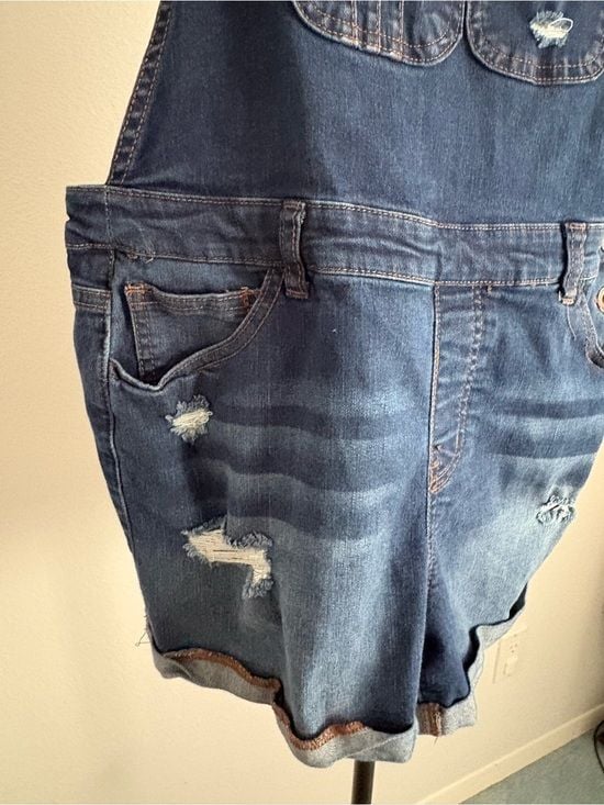 Wax Jean Dark Blue Kids Denim Short Overalls L 6