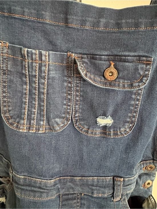 Wax Jean Dark Blue Kids Denim Short Overalls L 7