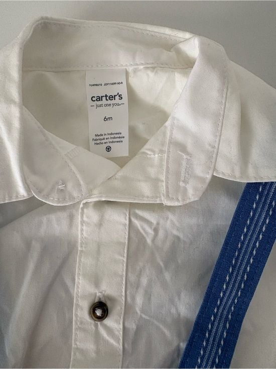 Carter's Blue Striped Suspender Shorts 6m baby 2