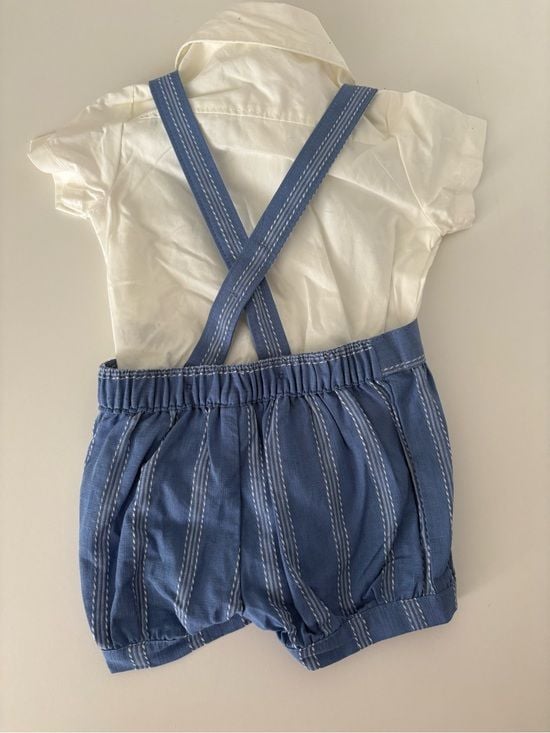 Carter's Blue Striped Suspender Shorts 6m baby 5