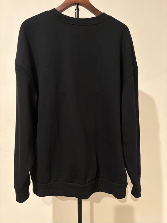 Black Crewneck Sweater with Red, Green & Yellow Graphic Panel XL 5