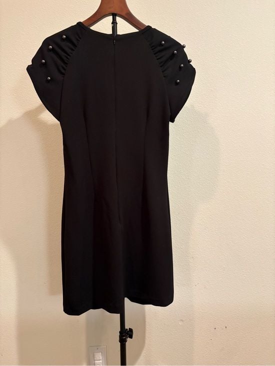 Betsey Johnson Black Short Sleeve Tunic with Pearl Studs size 6 5
