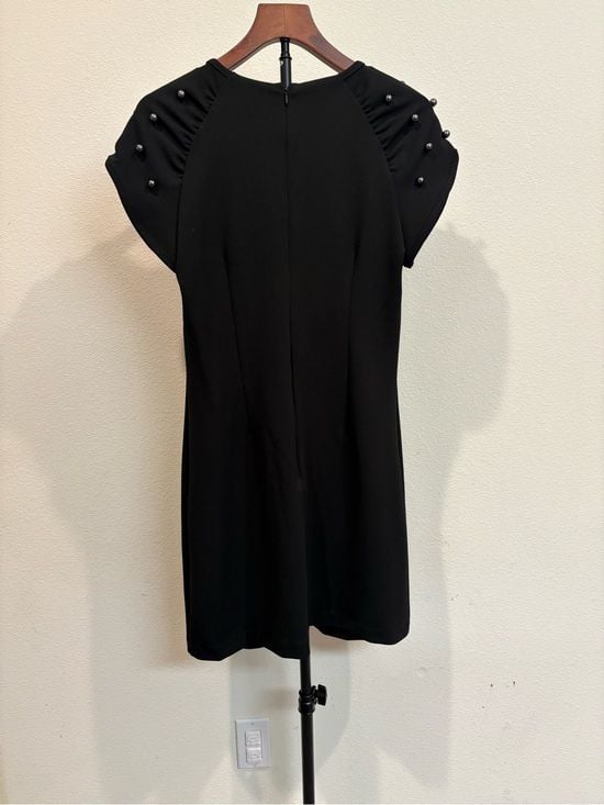 Betsey Johnson Black Short Sleeve Tunic with Pearl Studs size 6 6