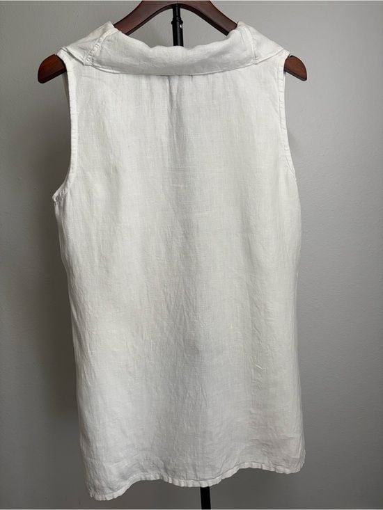 White Sleeveless Cowl Neck Women's Camisole size S 100% Linen 8