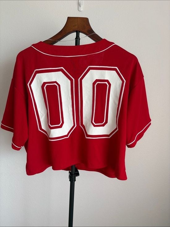wild fable Red GAME DAY Cropped Baseball Jersey M 9