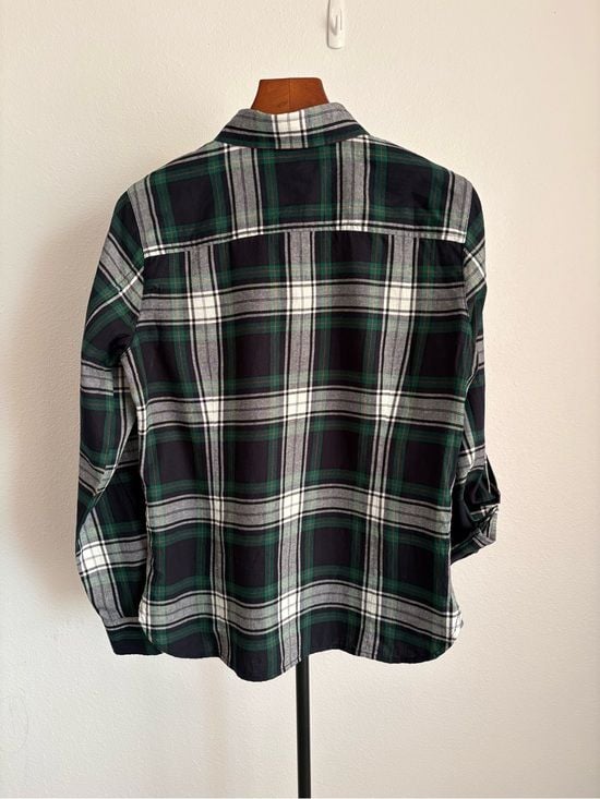 Tommy Hilfiger Women’s Black, Green & White Plaid Button-Down Shirt S 7