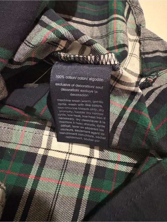 Tommy Hilfiger Women’s Black, Green & White Plaid Button-Down Shirt S 13
