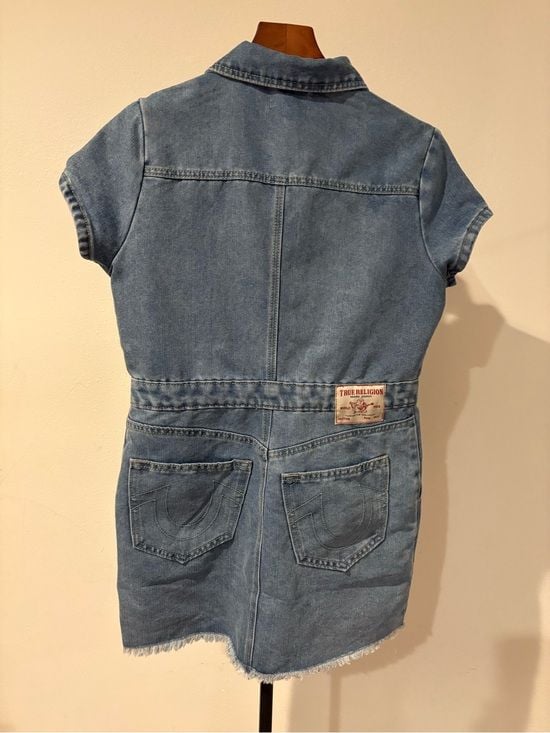 True Religion Women’s Demin Button Front Mini dress Medium 8