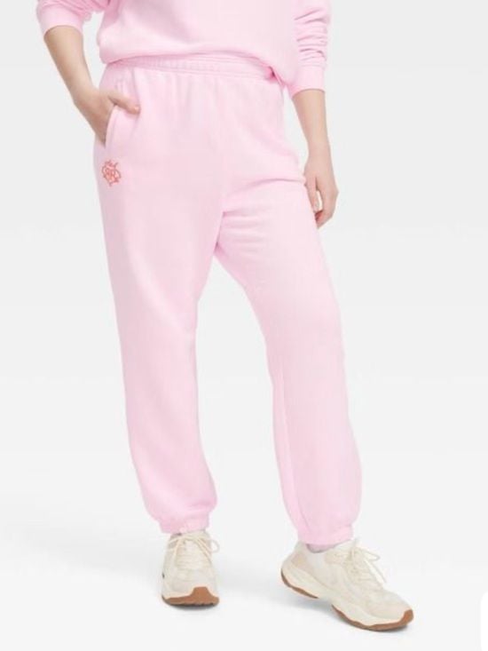 Roller Rabbit women’s Light Pink Kids Sweatpants with Orange Logo S 2