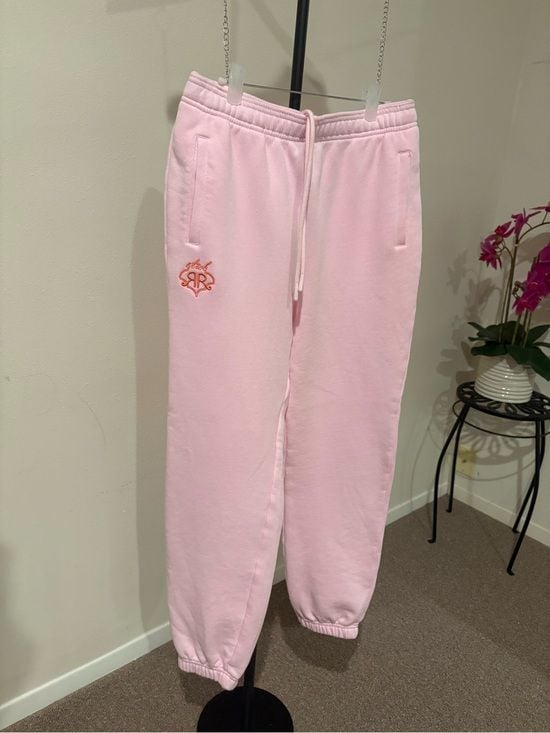 Roller Rabbit women’s Light Pink Kids Sweatpants with Orange Logo S 6
