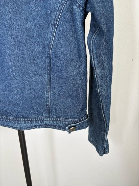 New Identity women Embroidered Dark Blue Denim Jacket with Floral Detail size S 8
