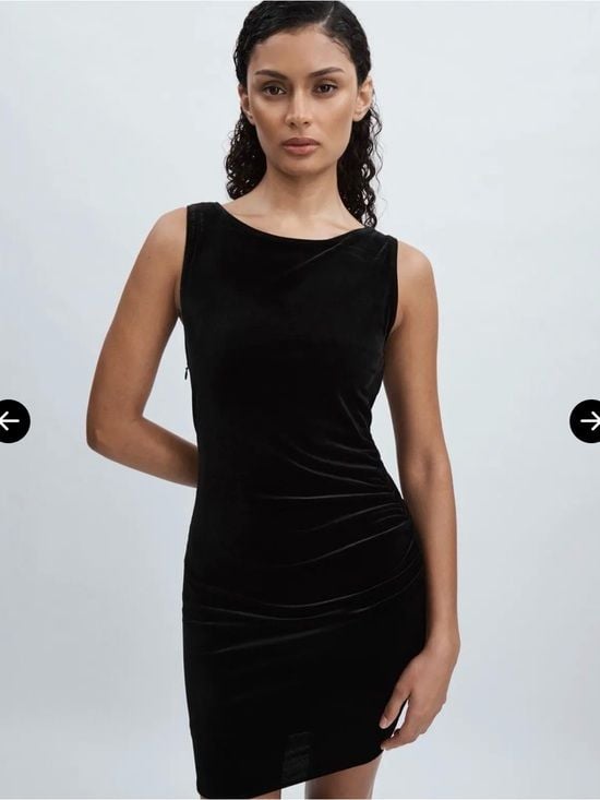 wild fable Black Velvet Mini Dress with Chain Detail 2