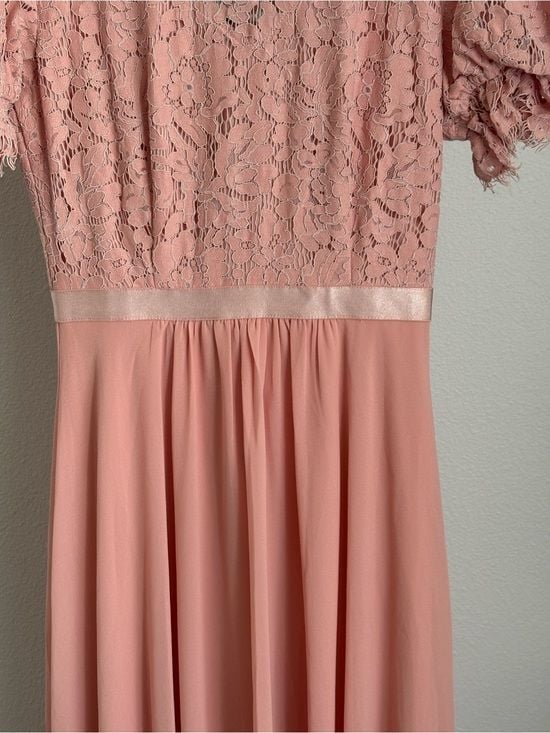 Miusol women Pink Lace Bodice Maxi Dress size S 55” long 6