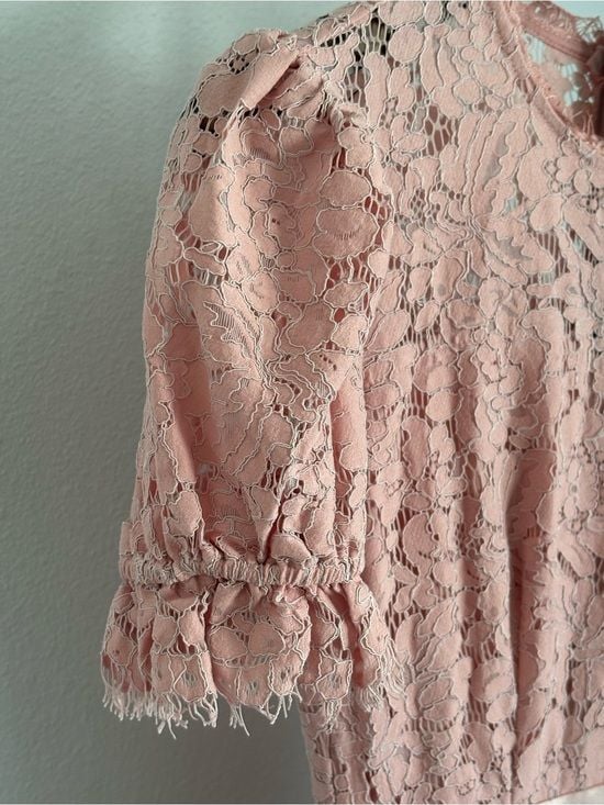 Miusol women Pink Lace Bodice Maxi Dress size S 55” long 8