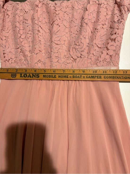 Miusol women Pink Lace Bodice Maxi Dress size S 55” long 17