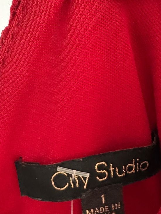 City Studio Red Lace V-Neck A-Line Mini Dress junior 1 10
