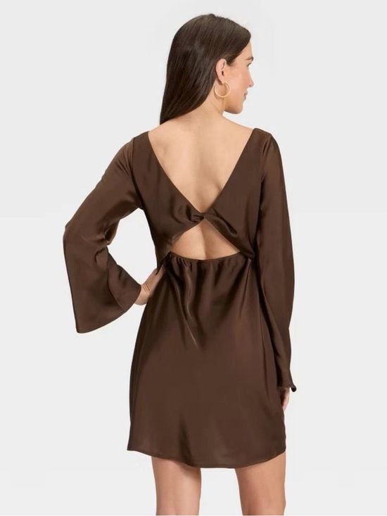 a new day Brown Long-Sleeve Fitted Dress 3