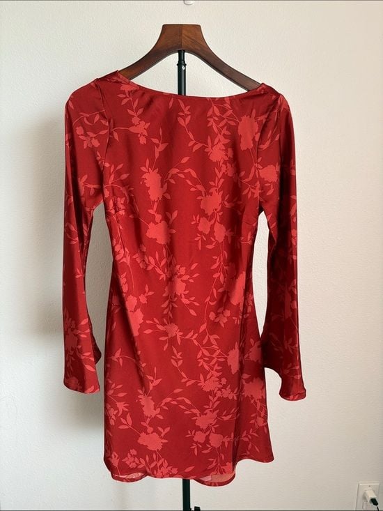 a new day Red Tonal Floral Long-Sleeve Shift Dress 3