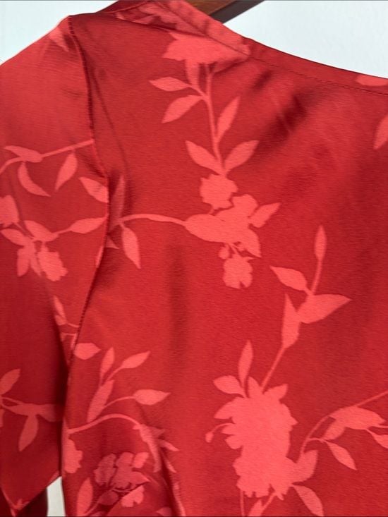 a new day Red Tonal Floral Long-Sleeve Shift Dress 6