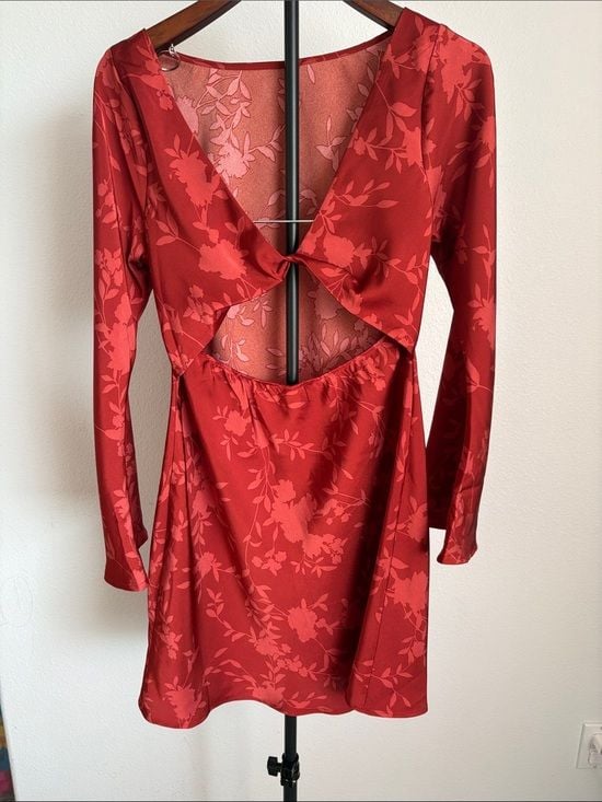 a new day Red Tonal Floral Long-Sleeve Shift Dress 7