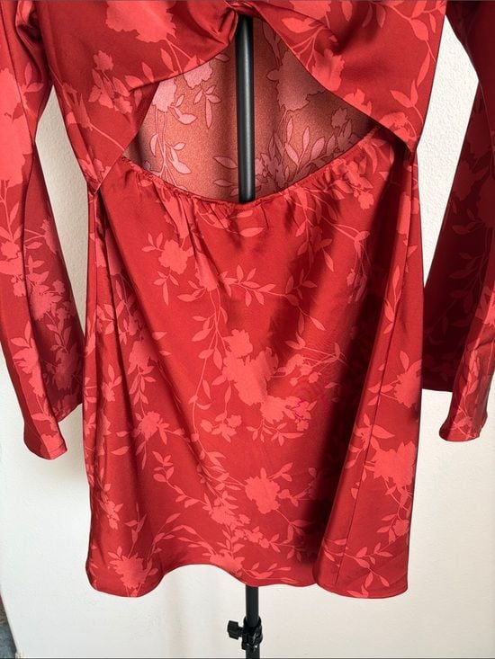 a new day Red Tonal Floral Long-Sleeve Shift Dress 8